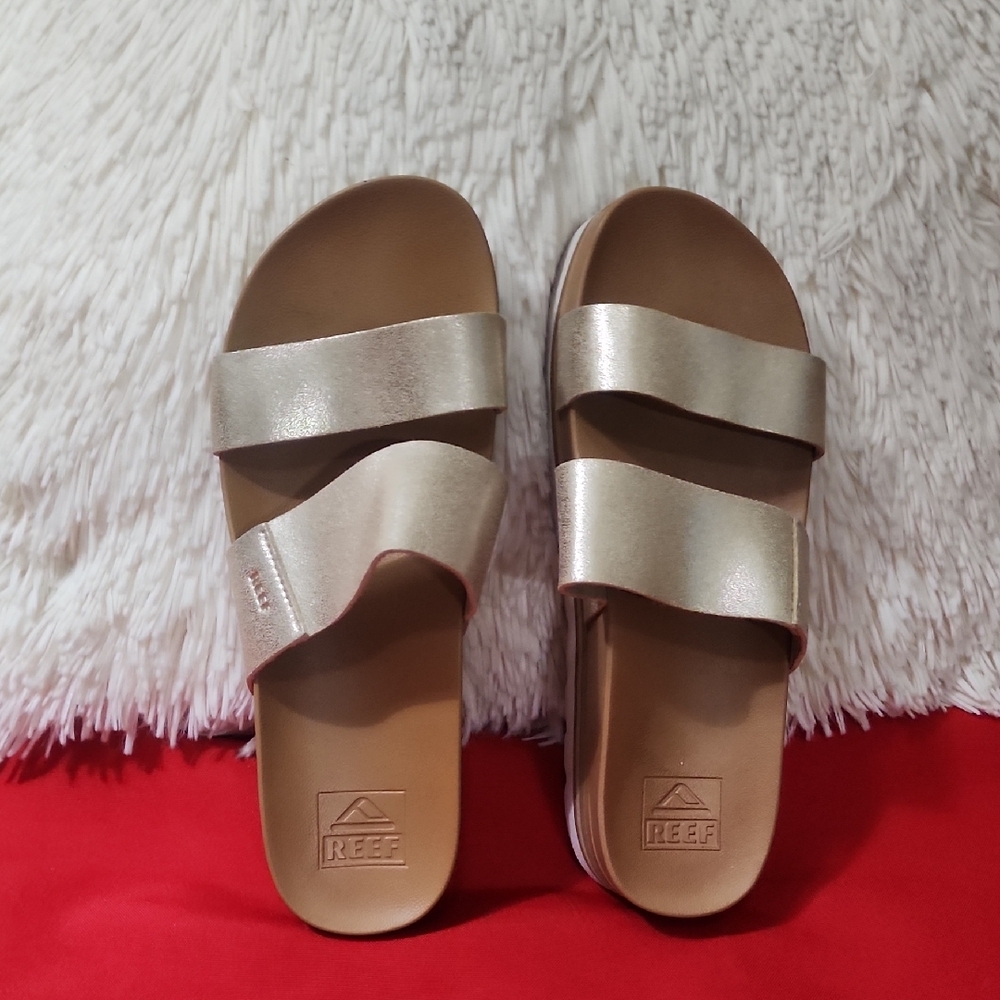 Reef Women's Metallic Gold Slide Sandals - Picture 2 of 10